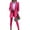 Rose Red, variant on comerut 2 Pcs/Set Women Blazer Pants Set Solid Color Turn-down Collar Anti-wrinkle Formal Loose Warm High Waist Pockets Coat Pants Suit for Work