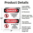 thumbnail image 2 of (2 Pack) No Trespassing Authorized Only Bilingual OSHA Danger Sign 7 Inch X 10 Inch Indoor / Outdoor Rust-Free Aluminum Metal Signs for Workplace, Workshop, and Construction Site, Made, 2 of 8
