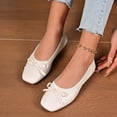 thumbnail image 6 of Womens Square Toe Slip On Ballet Flats with Bow - Comfortable Everyday Casual Shoes in Beige,Size 8.5, 6 of 9