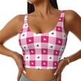 thumbnail image 1 of Fotbe Plaid Heart Sujetador Deportivo Largo sin Aros para Mujer con Almohadillas y Soporte Medio, Transpirable y Absorbente, Camiseta Tipo Chaleco o Tank Top-Large, 1 of 8