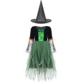thumbnail image 1 of Kids Girls Halloween Witch Sorceress Cosplay Costume Velvet Tulle Dress with Pointed Hat for Masquerade Carnival Theme Party130 Gong Bohan LED, 1 of 2