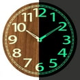 thumbnail image 3 of Wooden Glow in the Dark Clock, 12 Inch Silent Non-Ticking, Energy-Absorbing Luminous Wall Clock for Bedroo, 3 of 6
