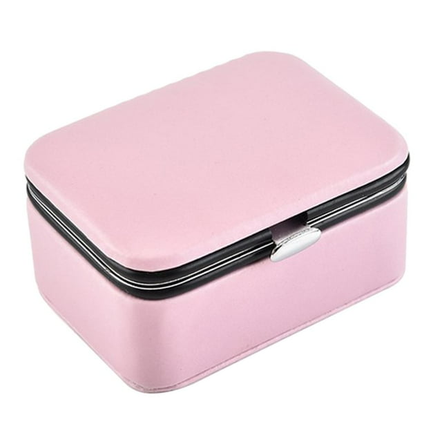 PU cuero joyero caja de almacenamiento colgante pendientes baratija organizador rosa Rosado Hugo Soporte de colección de joyas