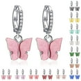 thumbnail image 2 of Women Butterfly Earrings Rhinestone Copper Pierced Earrings Dangle Earrings, 2 of 10
