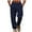 Navy, variant on WEAIXIMIUNG Insulated Overalls for Men Camo Men Solid Color Drawstring Waist and Ankle Tied Casual Pants Business Sports Trend Comfortable and Loose Pants