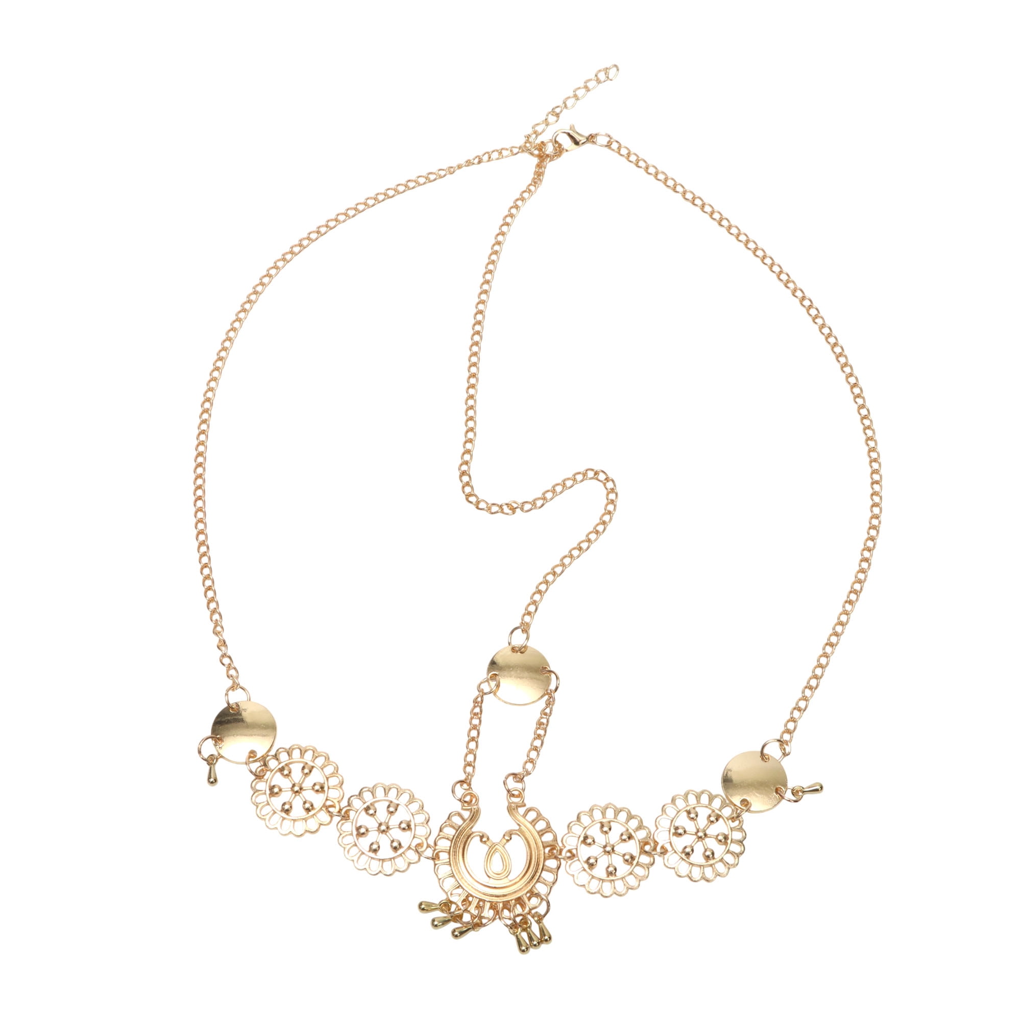 Unique Bargains Elegant Headpiece with Metal Tassels for Hair 1Pc Gold Tone