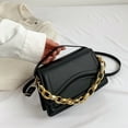 thumbnail image 5 of Bolso de hombro para mujer, estilo retro, clásico, de piel sintética, con hebilla magnética, color negro, 5 of 5