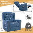 thumbnail image 2 of OUINCH Power Swivel Rocking Glider Recliner Chair, Electric Nursery Reclining Sofa Chair with Heat and Massage, Wingback Tufted Upholstered Recliner for Living Rooms, USB and Type-C Port, Blue, 2 of 7