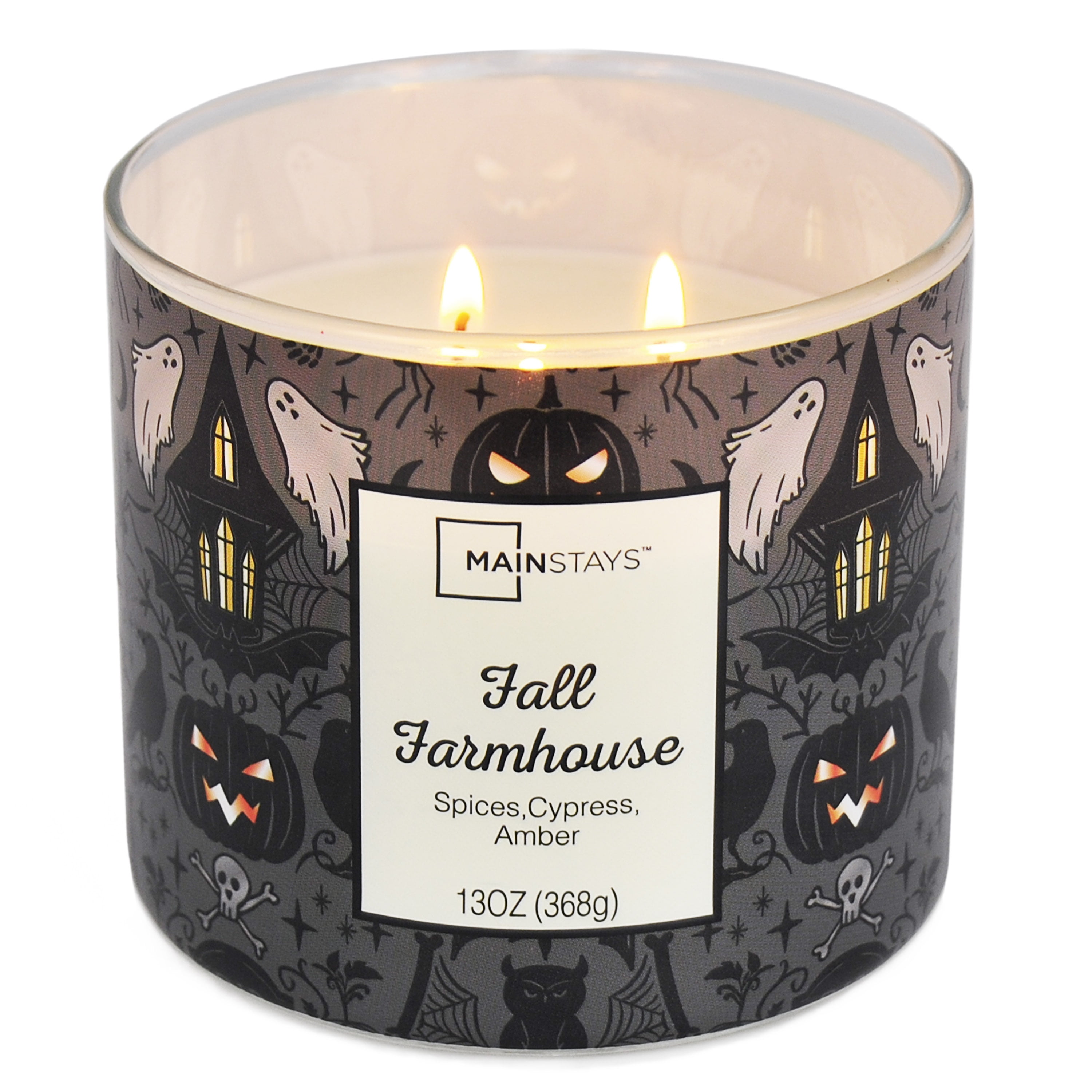 (2 pack) Mainstays Fall Farmhouse Halloween Candle, 13 ounce