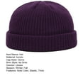 thumbnail image 7 of harmtty Warm Unisex Winter Hat Knitted Warm Thick Elastic Anti-slip Regular Fit Solid Color Folded Edge Round Dome Top Women Men Cycling Cap Beanie Purple, 7 of 7