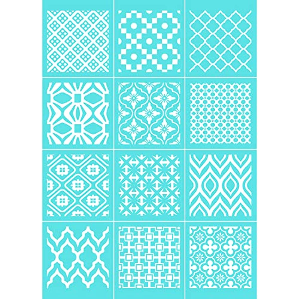 2 Pcs Self-Adhesive Silk Screen Printing Stencil Diamond Pattern