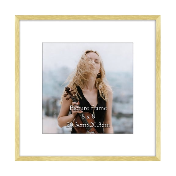 12x12 Picture Frame Gold, Metal Photo Frame Display Pictures 8x8 with Mat or 12x12 Without Mat, Vertical or Horizontal Wall Mounting, 1 Pack