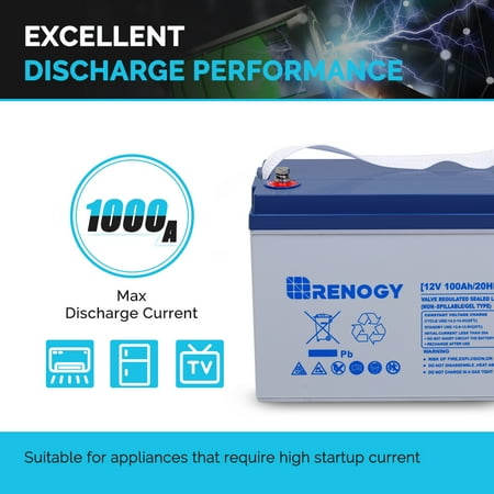 Renogy - 12-Volt 100Ah Deep Cycle Hybrid GEL Battery