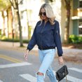 thumbnail image 4 of Fanient Women's Cropped Bomber Jacket Lightweight Casual Zip up Outerwear Long Sleeve Windbreaker with Pockets, 4 of 10