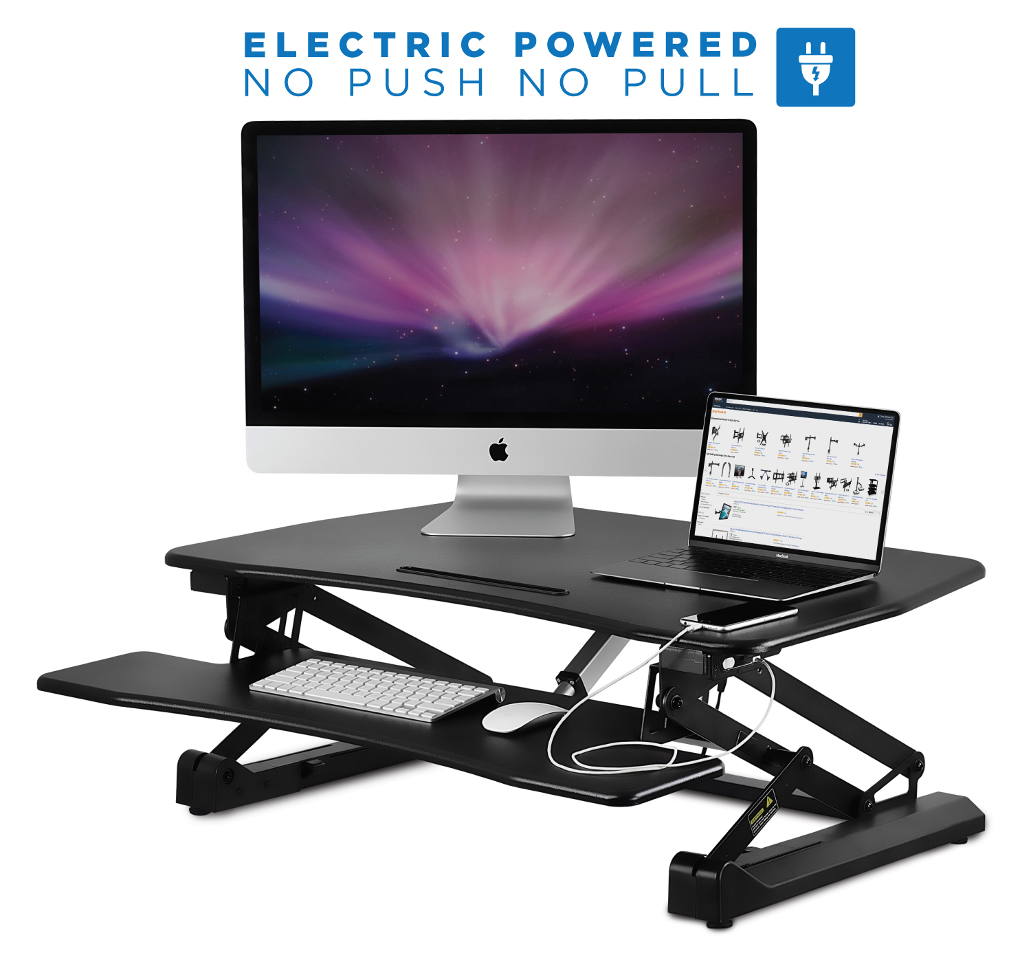 MountIt! Electric Standing Desk Converter Motorized Sit Stand Desk
