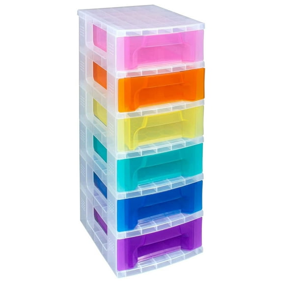 Rolling Cart Organizer, Plastic 6 Drawer Storage Unit, Rainbow 6 Drawers