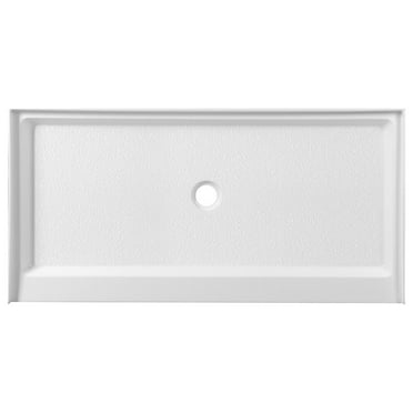 60x30 inch Single threshold shower tray center drain in glossy white