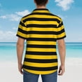 thumbnail image 7 of Yellow And Black Stripe Men'S 3d Print Casual Button Down Shirts, Novelty Hawaiian Short Sleeves L, 7 of 7