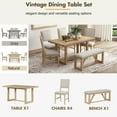 thumbnail image 5 of Harper & Bright Designs 6 Pieces Retro Dining Set for 6, Rectangular Dining Table with Trestle Base and 4 Upholstered Chairs and 1 Bench for Dining Room and Kitchen, Natural, 5 of 18