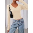 thumbnail image 4 of Remera de Manga Larga PRETTYGARDEN Mujer Crop Top con Escote en V, 4 of 8
