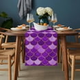 thumbnail image 2 of Purple Fish Scale Table Runner - 60 Inch Long, Kitchen Dining Table Runner Dresser Scarves, Modern Geometric Ombre Abstract Moroccan Farmhouse Decor for Coffee Tables Wedding Party Banquet, 2 of 8