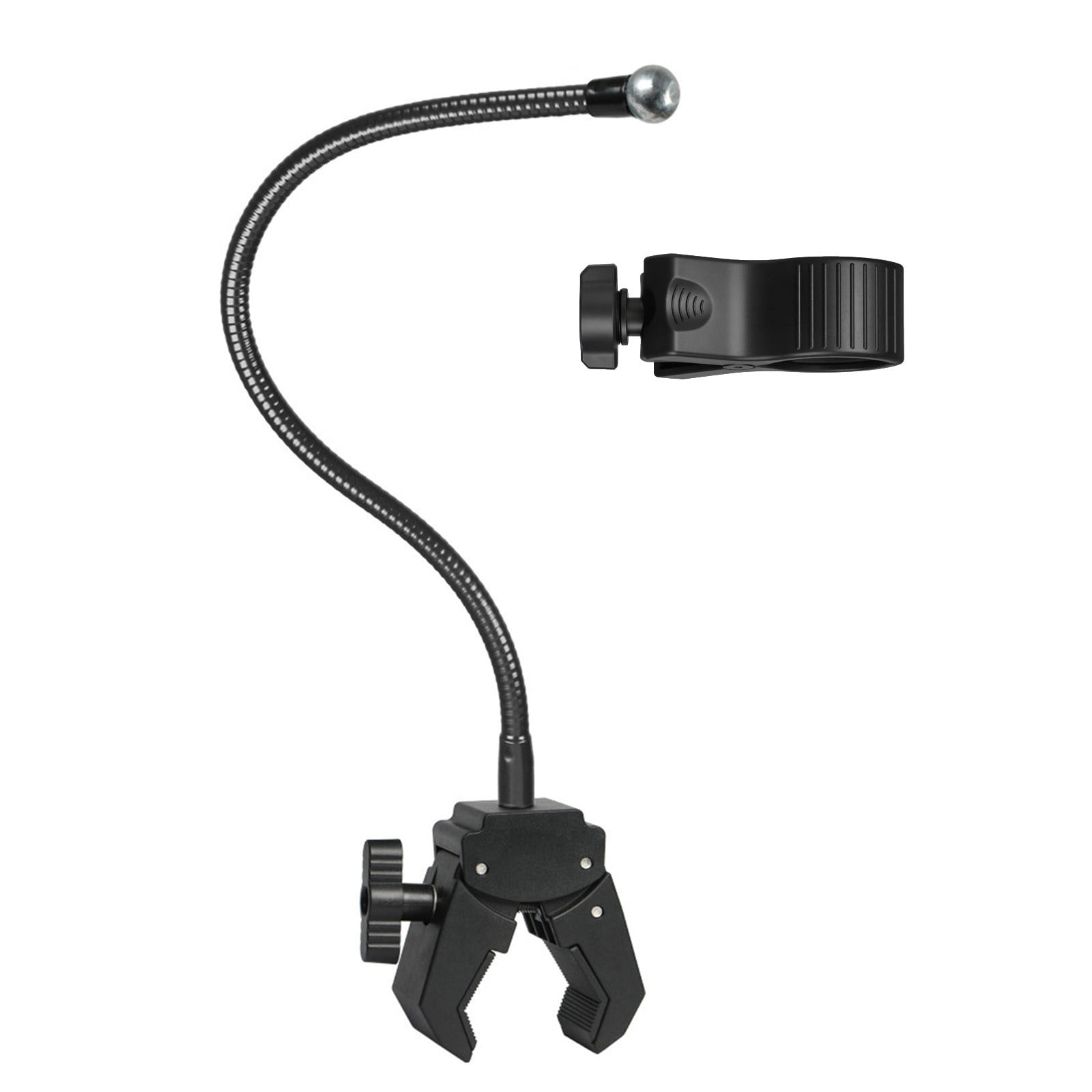 Microphone Clip Holder Secure Attachment Clamp On Stand Featuring Gooseneck Arm For Safe Device Positioning