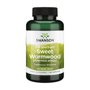 Swanson Sweet Wormwood - May Promote GI Gut Health, Microbial Balance and Digestive Health Support - Herbal Supplement with Artemisinin - (90 Capsules, 425mg Each)