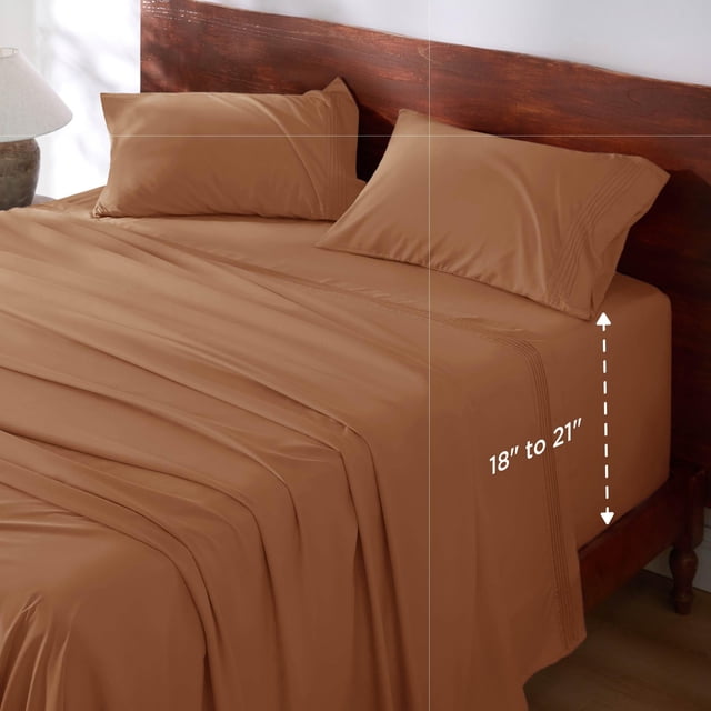Juego de sábanas Bedsure GentleSoft Deep Pocket Queen Burnt Orange