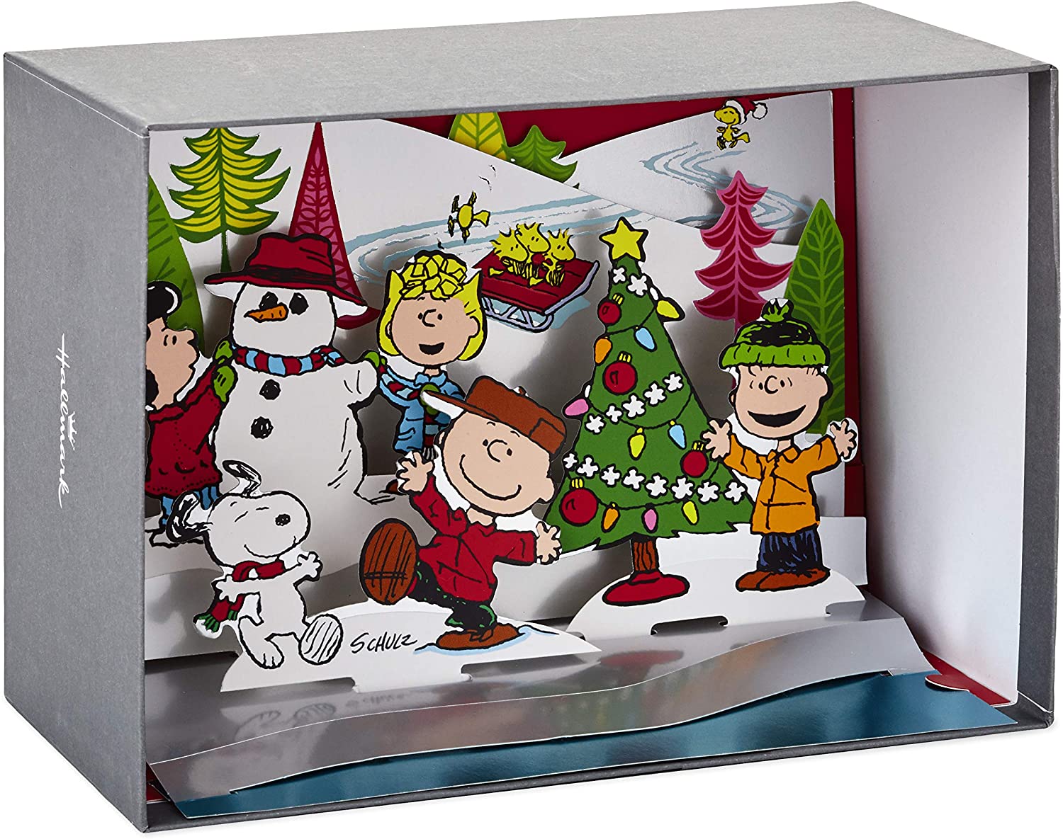 Hallmark Peanuts Paper Craft Boxed Christmas Cards, Pop Up Winter Scene ...