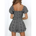 thumbnail image 4 of Sherrylily Women Floral Wide Leg Short Rompers Shirred Ruffle Sleeve Jumpsuit, 4 of 5