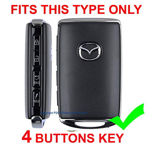 Dobrev 4 Buttons Silicone Case Protector Key Fob Cover Smart Car Remote Holder Suitable for 2019-2020 Mazda 3 Smart Key 4-Button PN BCKA-675RYA Fcc WAZSKE11D01 Black and Blue 