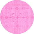 thumbnail image 1 of Ahgly Company Indoor Round Abstract Pink Modern Area Rugs, 4' Round, 1 of 4