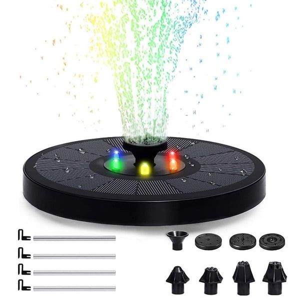 Bomba de fuente solar flotante para exteriores, 3 W, con 8 boquillas para estanques, acuarios, piscinas, patios y fuentes de jardín.