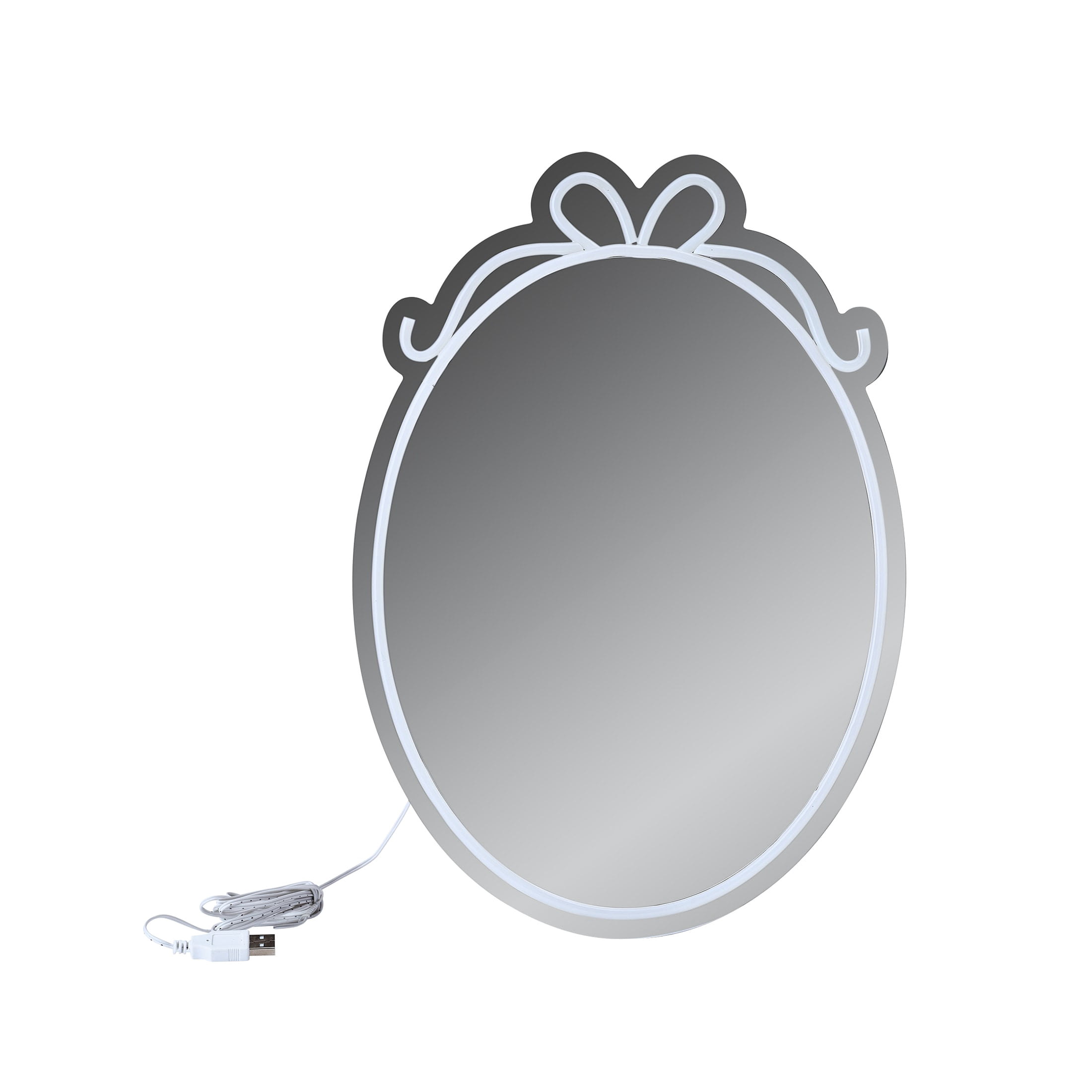 Melannco 11 X 15.4 inch Oval Bow Design Mirror with Neon Led Lights