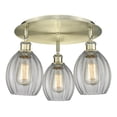 thumbnail image 2 of Innovations Lighting  Eaton - 3 Light Flush Mount Antique Brass/Clear, 2 of 5