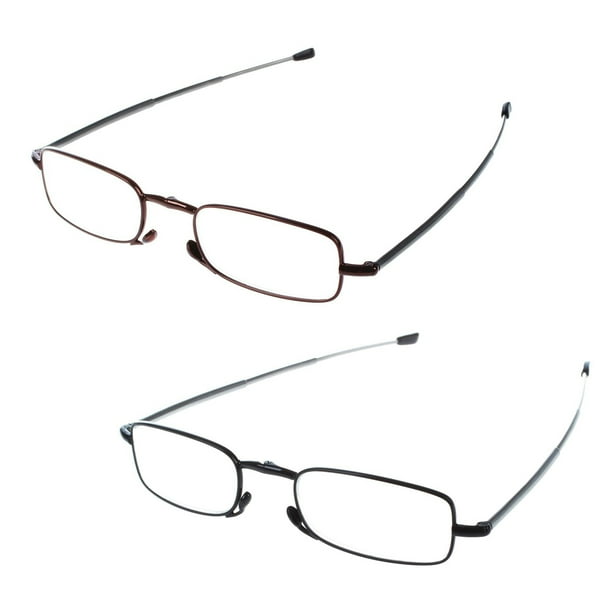 2 Set Compact Folding Reading Glasses Case for Fashion Men and Women Rotation Eyeglass+2.5