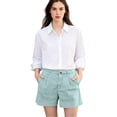 thumbnail image 2 of Stralyhd Shorts for Women Casual Cotton Linen Bermuda Shorts 2026 Summer Beach Travel Work Fashion Mid-Rise Short Basic Short with Pockets Cyan S, 2 of 7