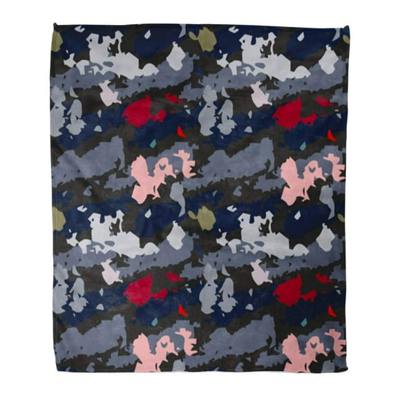 ASHLEIGH Throw Blanket Warm Cozy Print Flannel Camouflage Abstract Random Chaotic Watercolor Paint Spots Distressed Grunge Comfortable Soft for Bed Sofa and Couch 50x60 Inches