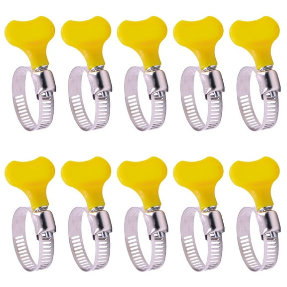 RANMEI 10Pcs Hose Clamps Pipe Clip Adjustable Plastic Handle Hand Steel Clips