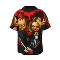 thumbnail image 6 of Lsque Chucky print Men's Cuban Collar Short Sleeve Shirt Summer Beachwear Casual Button Down Fashionable Vacation Leisure Shirt-X-Large, 6 of 7