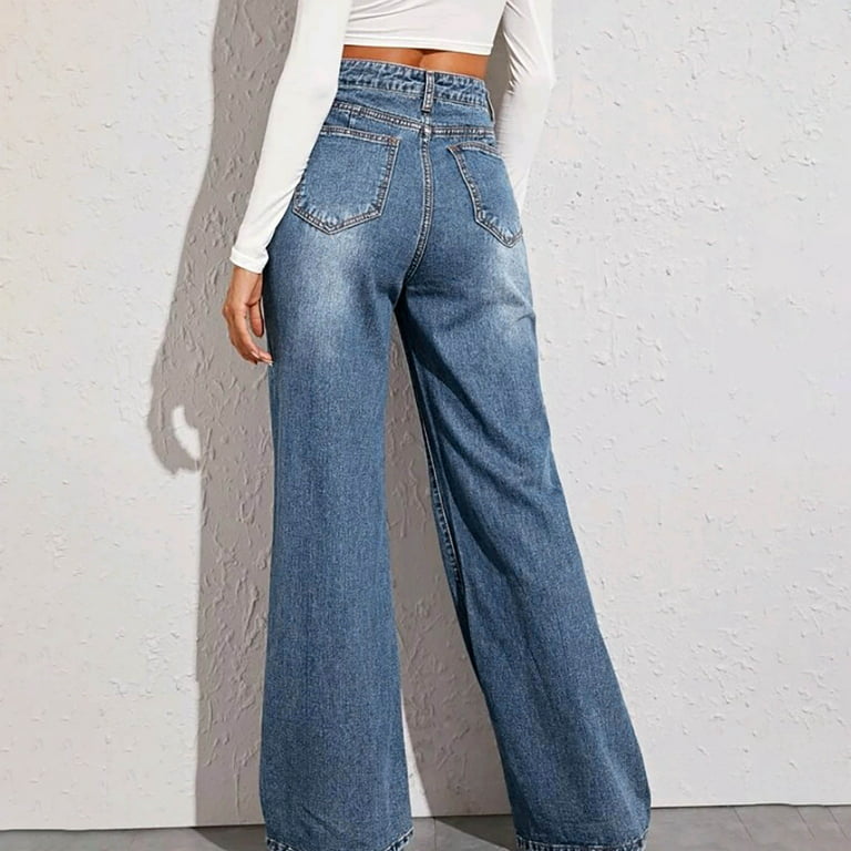 Denim Bell Bottom Pants for Women Trendy Vintage Jeans Wide Leg Stretchy  Jeans High Waist 70s 80s Trousers