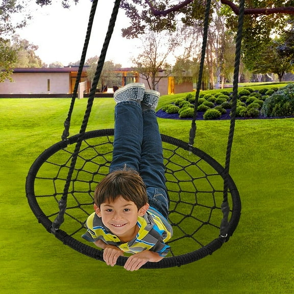 NALYL48'' Spider Web Tree Swing Net Rope Platform For Multiple Children Heavy Duty, Outdoor Tree Swing with Rope Net & Steel Frame for Backyard