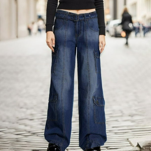 Womens Pants Tall Women on Pants Ladies High Waist Striped Skinny Jeans Vintage Retro Autumn New Slim Fit Pants for Style Adult Female Clothes Sky