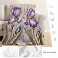 thumbnail image 5 of Purple Iris Blanket Soft Cozy Warm Throw Blanket for Couch, Plush Fuzzy Flannel Fleece Blankets for Sofa, Spring Vintage Flowers Butterfly Leaves Khaki Bed Blankets Lightweight Gifts for Men, 50"x60", 5 of 9