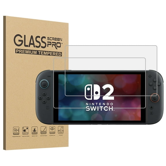 KIQ 2 Pack CLEAR Tempered Glass Screen Protector Compatible with NINTENDO Switch 2