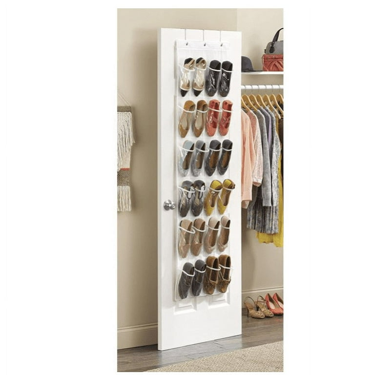 24 Pockets Shoe Hanger Door Hanging Clear Shoe Organizer Mesh Shoe Storage  Bags Space Saving Shoe Rack Closet Display Holder