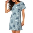thumbnail image 2 of Fotbe Cute Hippopotamus Pattern Women's Cotton Nightgown Sleepwear Short Sleeves Shirt Casual Print Sleepdress, 2 of 6
