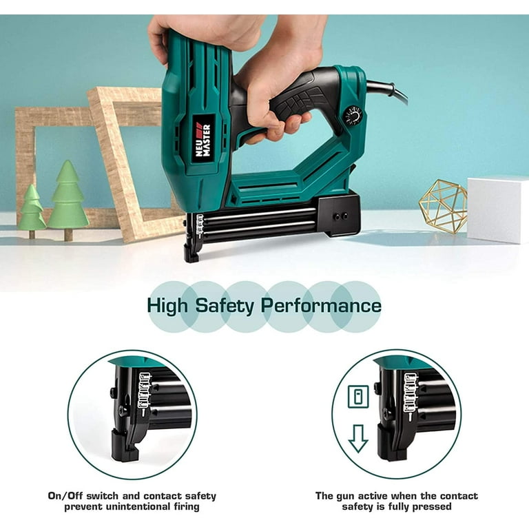 NEU MASTER 2 in 1 Electric Brad Nailer Electric Nail Gun Staple Gun for Upholstery Carpentry and Woodworking Projects 1 4 Narrow Crown Staples