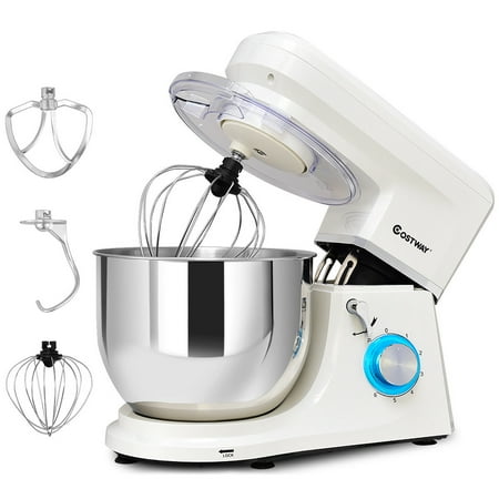Stainless Steel Food Mixers Costway Electric Food Stand Mixer 6 Speed 7.5Qt 660W Tilt-Head Stainless Steel Bowl ()