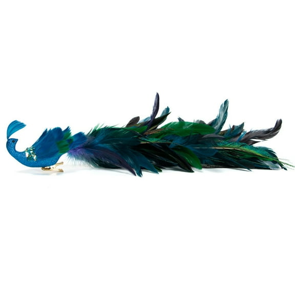 Artificial Peacock Feather Ornament Lifelike Bird Figurine Handmade Feathered Peacock for Home Party Garden Decor Craft Display